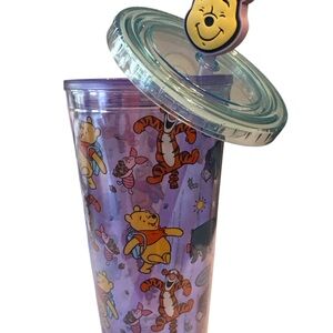 NEW Disney Light Purple Tumbler with Winnie the Pooh and Friends, Lid, Straw